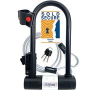 Ulockmi TWOFOLD Bike U Lock, 14mm Hardened Steel, Sold Secure Pedal Cycle Gold Certified, Double Bolt Shackle, 3 Coded Keys, Cable and Frame Mount (Silver Cover)