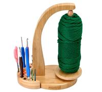 ULOI Crochet Yarn Holder - Upgrade with Crochet Accessories Storage Attachment, Magnetic Wooden Yarn Storage for Knitting Accessories, Perfect for Crocheting and Knitting Projects, Natural Wood Finish