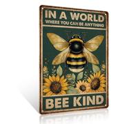 Ulord Bee Funny Metal Signs 8x12 Inch Be Kind Inspirational Quotes Wall Art | In a World Where You Can Be Anything Sunflower Vintage Tin Sign for Garden Patio Office Living Room Bee Lovers Gifts
