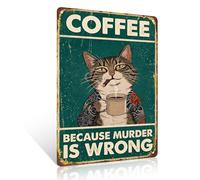 Ulord Cat Coffee Funny Metal Signs 8x12 Inches Sarcastic Wall Art Decor