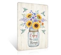 Ulord Hummingbird Sunflower Metal Sign 8x12 Inch Inspirational Wall Art
