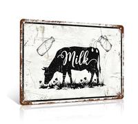 Ulord Milk Cow Vintage Tin Sign, 8x12 Inch Farmhouse Kitchen Wall Art