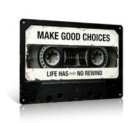 Ulord Music Cassette Metal Sign 8x12 Inches Motivational Wall Art | Make Good Choices Inspirational Vintage Tin Sign Decor for Office Living Room Bedroom Nostalgic Gifts for Music Lovers