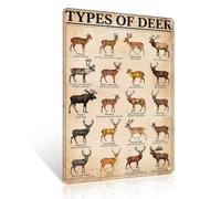 Ulord Retro Deer Metal Sign 8x12 Inch Knowledge Wildlife Quotes Wall Art | Types of Deer Species Chart Vintage Tin Sign Decor for Classroom Living Room Bedroom Gifts for Enthusiasts Wildlife Lovers