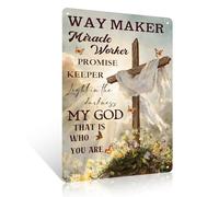 Ulord Way Maker Miracle Worker Metal Sign 8"x12" Cross Christian Wall Art