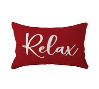 ULOVE LOVE YOURSELF Relax Lumbar Throw Pillow Case 12×20 Inch Housewarming Gifts Farmhouse Red Decorative Rectangular/Waist Cushion Cover for Sofa Beach Porch Bench Decor