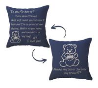 ULOVE LOVE YOURSELF to My Sister Throw Pillow Cover 18 x 18 Inch Sister Reminder Gift Birthday Graduation Thanksgiving Decor Cushion Pillow Case (Blue)