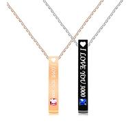 Uloveido 1 Pair Coulples Pendant Necklaces for Boyfriend and Girlfriend, I Love You 3000 His Queen Her King Necklaces for Couples Men and Women (1 Pair: I Love You 3000)