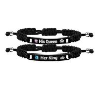 Uloveido 1 Pair Hademade Braided Braceletsfor Couples, Bracelets for Men Women Engraved with God Gave Me You, His Crazy Her Weirdo, Birthday Valentine's Day Gift for Girls Boys Y781