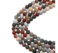 Uloveido 100pcs Natural Jasper Round Loose Beads DIY for Jewelry Making with 10M Elastic Cord (US Picture Jasper, 8mm)