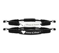 Uloveido 2pcs His and Hers Always and Forever Bracelets Set for Couples Handmade Braided Black String Couples Infinity Bracelets for Boyfriend and Girlfriend Y860