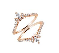 Uloveido 2pcs Set 925 Silver Stackable Wedding Ring Guard Enhancer Engagement Promise Anniversary Bands with CZ Rose Gold Plated (Size O)