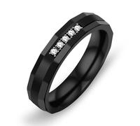 Uloveido 4mm Black Stainless Steel CZ Couples Rings Brick Pattern - Romantic His and Hers Matching Bands Set Y4034 (Woman Size T1/2)