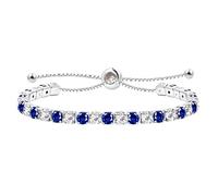 Uloveido 4mm Blue and White Cubic Zirconia Slider Bolo Clasp Tennis Chain Bracelet Adjustable Summer Bracelets for Women Girls YA4375 (Blue-White)