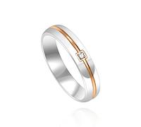 Uloveido 4MM Women's Stainless Steel Wedding Engagement Band Couples Ring with Round CZ Rose Gold Line Rings for Her (Women, Size P1/2)