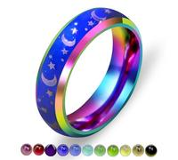 Uloveido 6mm Color Changing Mood Ring Stainless Steel Wedding Band Engagement Rings Birthday Gifts for Best Friends Y4192 (Multi Size 10)