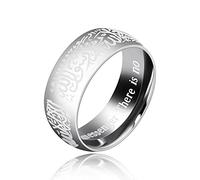 Uloveido 8mm Stainless Steel Islamic Muslim Muhammad Shahada Arabic God Allah Messager Ring for Men Boys (Platinum Plated, size T)