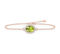 Uloveido 925 Sterling Silver Birthstone Bracelets for Women, Peridot Gemstone Dainty Charm Link Bracelet Birthday Jewelry for Her Girls Mom Wife