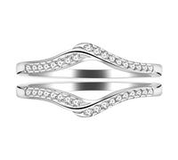 Uloveido 925 Sterling Silver Round CZ Wrap Ring Guard Enhancer V 2pcs Stackable Rings Set for Women (Y1516-UK Size R1/2(59.5mm), Y1516)