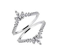 Uloveido 925 Sterling Silver Stack Wedding Band Engagement Anniversary Ring Enhancer for Women and Girls White Gold Plated (Size O)