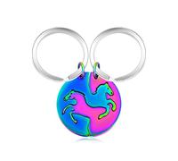 Uloveido A Pair of Multicolor Horse Keychain Couples Stainless Puzzle Matching Lovers Keyring Christmas Gifts for Girlfriend and Boyfriend Y1141 (Multi)