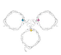 Uloveido Best Friends Forever Bracelet Set of 3 - Customized Layered Stainless Steel Cross Link Chain for Friends - Bridesmaid Birthstone Jewelry with Heart Puzzle Piece for Christian Birthday Gift