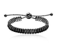 Uloveido Black Gold Plated Rectangle Cubic Zirconia Simulated Onyx Bolo Tennis Bracelets Link Chain Adjustable Y1788 (Black)