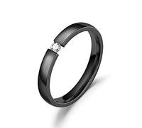 Uloveido Black Stainless Steel Wedding Band Engagement Rings for Women, His and Hers Promise Anniversary Ring Set Y817 (Women T)