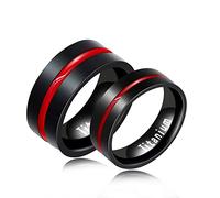 Uloveido Black Titanium Steel Thin Red Line Ring Promise Engagement Wedding Bands LGBT Pride Ring for Gay & Lesbian Women Men Y1599 (Men, Size 11)