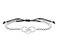 Uloveido Boho Brass Bead Eternal Love Infinite Charm Bracelets - Ball Beaded Heart Infinity Wristlet for Women YA4860 (Silver Color)