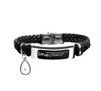 Uloveido Braided Leather Bracelet Black, Bible Verse Quote Bangle Faith Can Move Mountains Matthew 17:20 Y902 (Teardrop seed)