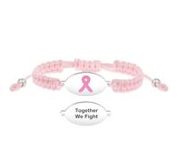 Uloveido Breast Cancer Awareness Bracelet - Pink Ribbon Jewelry with Saying Together We Fight- Adjustable Fundraising and Survivor Support Gift for Friends
