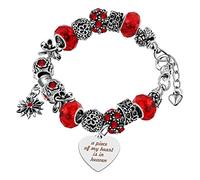 Uloveido Crystal Murano Glass Beads Snake Charm Bracelet Silver Tone Memorial Jewelry-A Piece of My Heart is in Heaven Y807-UK (Red)