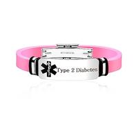 Uloveido Custom Engraving Medical Alert Bracelets for Girls, Pink Silicone Wrist Cuff Medical Bracelet, Free Engraving Medical ID Bracelet (1pc Pink)