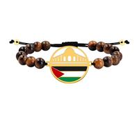 Uloveido Customizable Engraved Tiger Eye Stone Beaded Palestine Map Bracelet - Arab Cultural Identity Faith and Hope Culture Pride Islamic Jewelry for Men Women YS6020