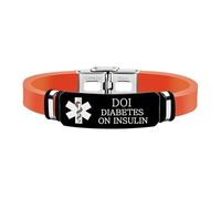 Uloveido Diabetes Insulin Alert Wristband for Women with Adjustable ID Cuff, Medical Info for Insulin Dependent, Personalized Health Bracelet YS6035