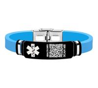 Uloveido Dynamic QR Code Medical Alert Bracelet for Men Women Scan to Update Medical Info No Medical Info Needed at Checkout Silicone Wristband with Stainless Steel Emergency ID Plate, M, Silicone, no