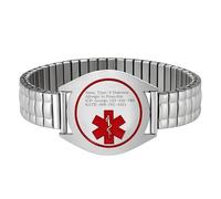 Uloveido Easy Wear Medical ID Bracelet for Mother Seniors- Custom Engraved Stretch Medical Alert Jewelry - Custom Allergy Diabetes Identity Information Y6039