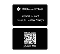 Uloveido Editable QR Code Medical Alert Alloy Card, Personalized Emergency Health ID, Black Wallet Size QR Code Card for Men Women YA6894