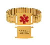 Uloveido Expandable Engraved Medical Bracelet for Senior Men or Women - Stainless Steel Slip-On Design Identity Bracelet for Health Emergencies Y6038