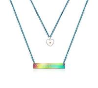 Uloveido Faith can Move Mountains Necklace - Stainless Steel Double Layered Horizontal Rectangle Pendant Heart Mustard Seed Jewelry Inspirational for Women, Metal, No Gemstone