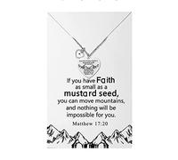 Uloveido Faith Moves Mountain Necklace Double Sided Heart Cross Pendant with Mustard Seed, with Gift Box Y856-UK (Steel,Heart)