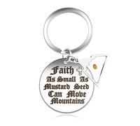 Uloveido Faith of a Mustard Seed Can Move Mountains Keychain - Stainless Scripture Keyring with Triangle Mountain Charm Y2929（triangleMountain）