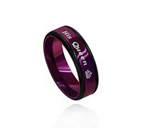 Uloveido Fashion 2-Tones Queen King Rings - Stainless Steel Her King and His Queen Couples Wedding Band Engagement Y1314, Metal