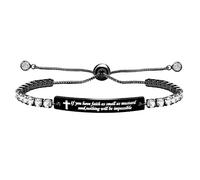 Uloveido Fashion Faith Over Dear Bracelet - Adjustable Slider Bolo Clasp Tennis Bracelet for Girls Women Hypoallergenic White Gold Plated Cubic Zirconia Inspirational Bracelets Gift Y4390, Adjustable