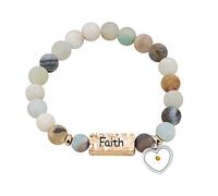 Uloveido Fashion Natural Stone Faith Bracelets Charm with Heart Mustard Seed Stretch Bracelets for Women Y2000-3