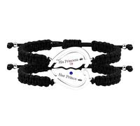 Uloveido Free Engraving Custom Puzzle Heart Bracelet for Couples, Black String Stainless Steel | His and Her Relationship Matching Bracelets Custom Y4486 (Princess & Prince)