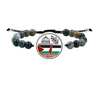 Uloveido Green Beaded Palestine Bracelet with Map and Flag Charm, Adjustable Handmade Jewelry for Peace Pride and Unity YS6020