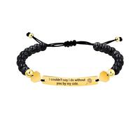 Uloveido Hand Woven Adjustable Black Turquoise Beaded Bracelet,Engraved with I Am Such A Lucky Bride To Have You By My Side Stainless Steel Bracelet, A Gift for Her Engagement and Wedding SJY4294