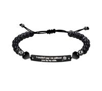 Uloveido Hand Woven Adjustable Black Turquoise Beaded Bracelet,Engraved with I Am Such A Lucky Bride To Have You By My Side Stainless Steel Bracelet, A Gift for Her Engagement and Wedding SJY4294